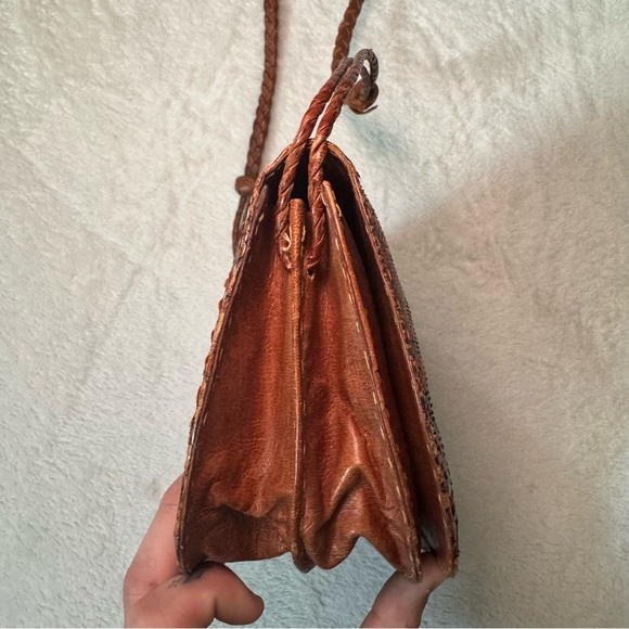 Vintage 70s Python Snakeskin Leather Shoulder Bag OR Clutch Bag - Picture 8 of 16